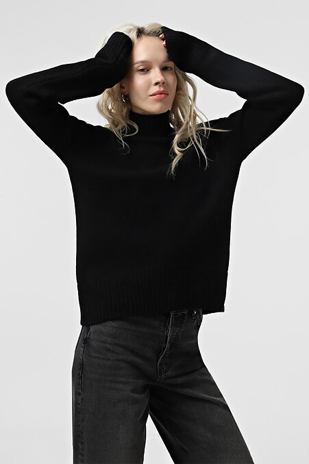 Schwarzer Strickpullover für Damen - #4038666