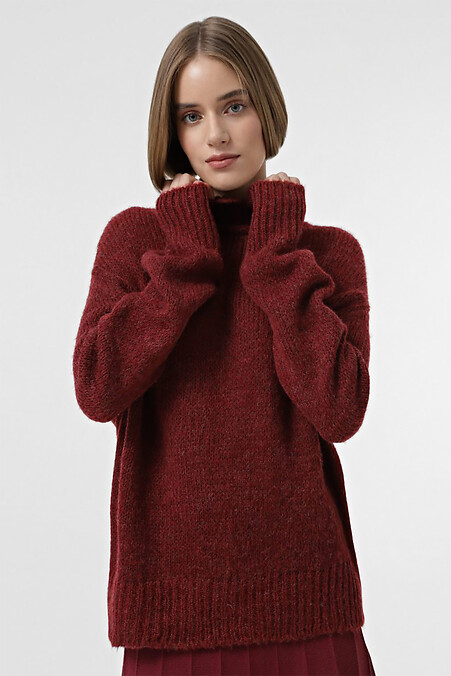 Damen-Strickpullover in Burgunderrot - #4038668
