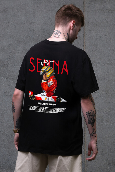 Мужская Оверсайз Футболка С Принтом Senna Black - #8049668