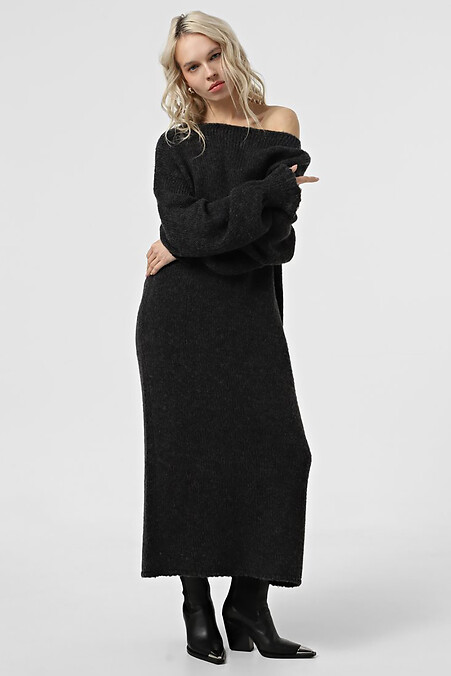 Damenstrickkleid in dunkelgrauer Farbe - #4038670