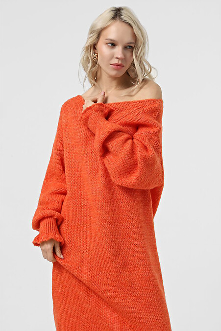 Women's orange knitted dress. Dresses. Color: orange. #4038674