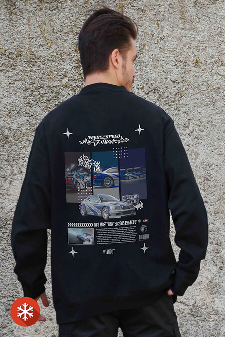 Isoliertes Herren-Sweatshirt aus Fleece in Übergröße mit Aufdruck Wanted Schwarz. Sweatshirts, Sweatshirts. Farbe: das schwarze. #8055674
