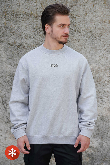 Isoliertes Fleece-Sweatshirt in Übergröße mit Aufdruck 1702 Schwarz für Herren - #8055678