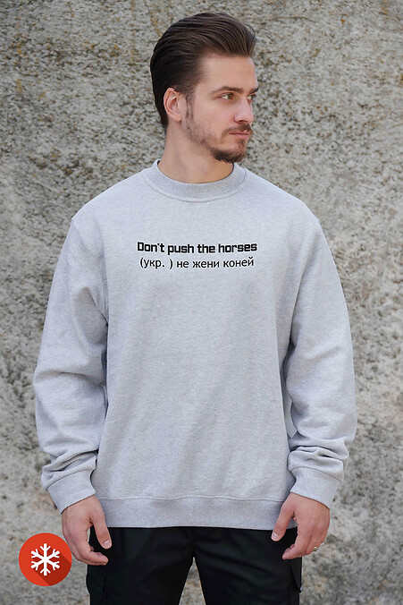 Herren Sweatshirt aus Fleece in Übergröße mit Aufdruck Don't Ride Horses Gray - #8055682