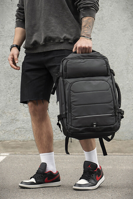 Herren Rucksack Handgepäck mit erweiterbarem reflektierendem Classic USB Schwarz - #8049684