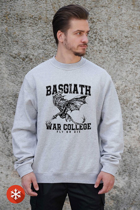 Herren Sweatshirt aus Fleece in Übergröße mit Aufdruck Fourth Wing Grau - #8055684