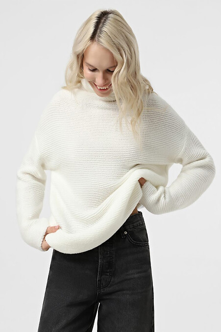 Gestrickter Damenpullover weiß - #4038685