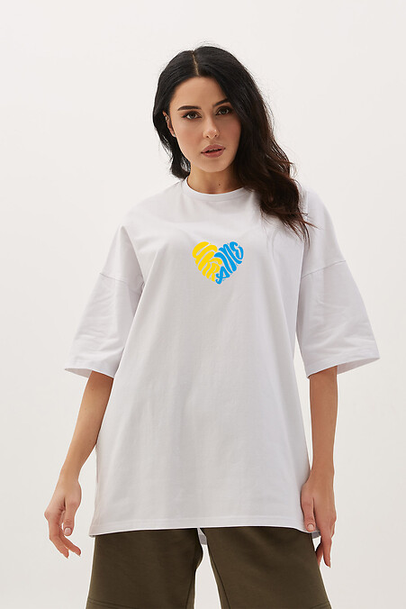 Oversized T-shirt Ukraine_blue_yellow. T-shirts. Color: white. #9000685