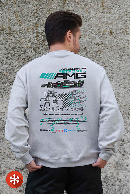 Herren Sweatshirt in Übergröße mit Fleeceaufdruck AMG Grau - #8055686