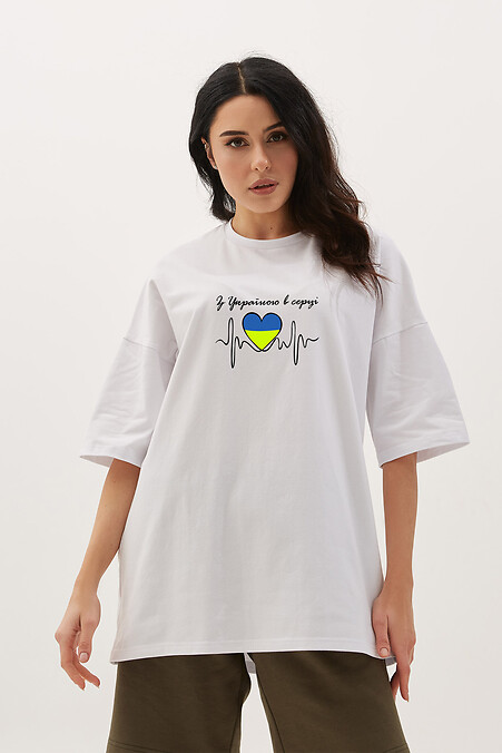 Оверсайз футболка З Україною в серці. Футболки, майки. Цвет: белый. #9000687