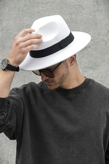 Herren Fedora Hut mit Band Weiß - #8049690