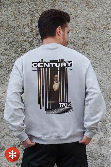 Мужской Утепленный Оверсайз Свитшот На Флисе С Принтом Century Gray - #8055694