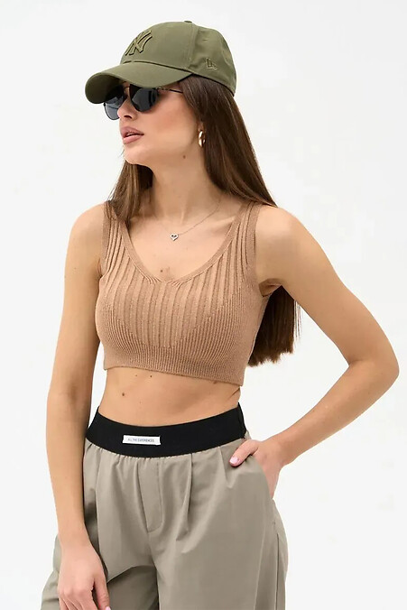 Gestrickter Häkelpullover für Damen in beige. T-Shirts. Farbe: beige. #4038695
