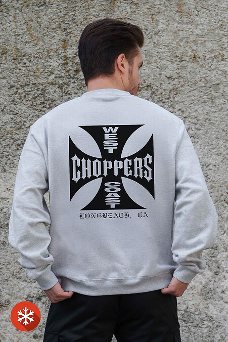 Isoliertes Herren-Sweatshirt in Übergröße aus Fleece mit Choppers-Aufdruck Gray - #8055696