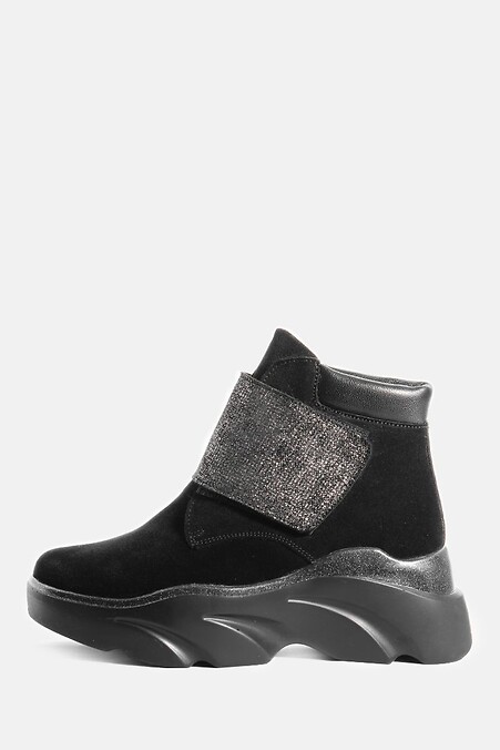 Женские черные зимние ботинки на липучке. Ботинки. Цвет: черный. #4205703