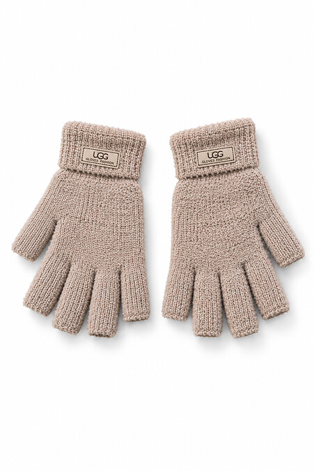 Дитячі Теплі Зимові Міхові Перчатки Рукавиці Без Пальців Without UGC Beige - #8056705