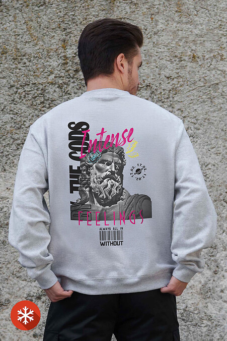Isoliertes Herren-Sweatshirt aus Fleece in Übergröße mit Gefühlsaufdruck Grau - #8055712