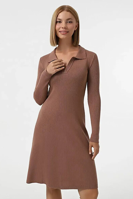 Braunes Damenkleid mit Kragen - #4038714