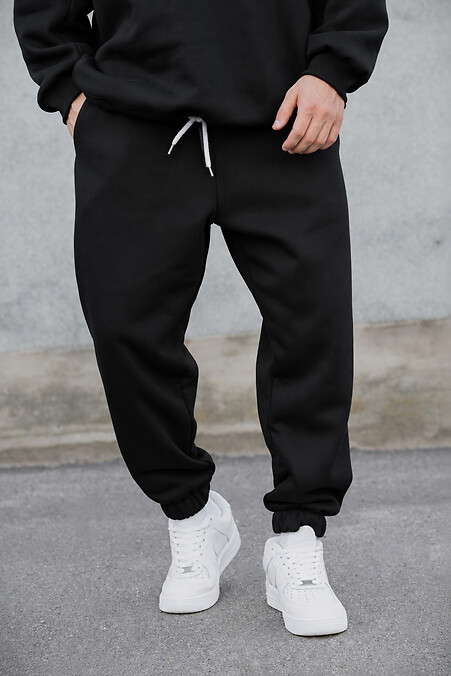 Men's Warm Jogger Pants with Fleece Lined No Rage Black & White - #8056716