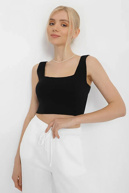 Women's knitted top with wide straps in black - #4038717