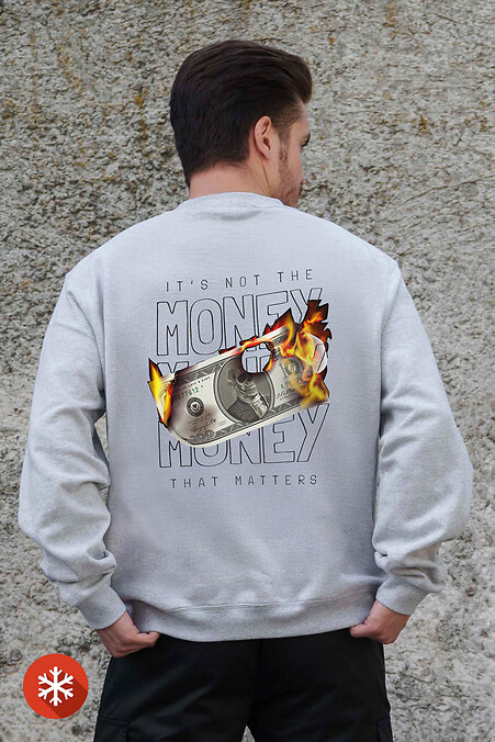 Isoliertes Fleece-Sweatshirt in Übergröße für Männer mit feuergrauem Aufdruck - #8055718