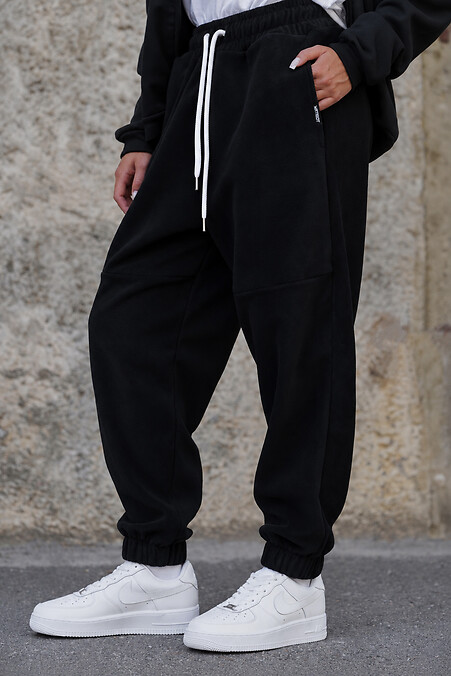Women's Warm Fleece Jogger Pants Without Port Black & White - #8056719