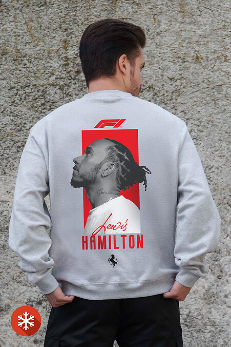 Isoliertes Herren-Sweatshirt aus Fleece in Übergröße mit grauem Hamilton-Aufdruck - #8055724