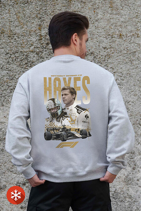 Herren Sweatshirt aus Fleece in Übergröße mit Aufdruck Hayes Gray - #8055726