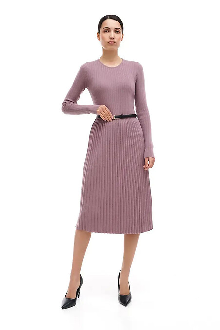 Women's knitted dress in marsala color - #4038733