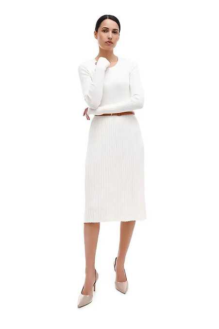 Knitted women's dress in white - #4038734