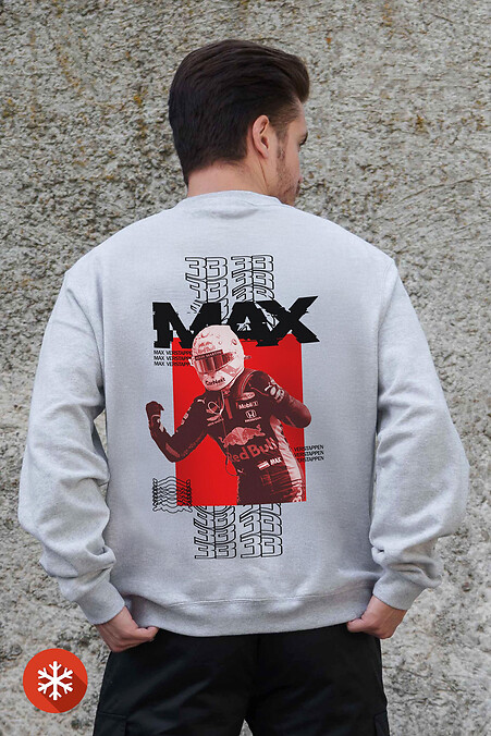 Herren Sweatshirt aus isoliertem Fleece in Übergröße mit Aufdruck Max Grau - #8055734