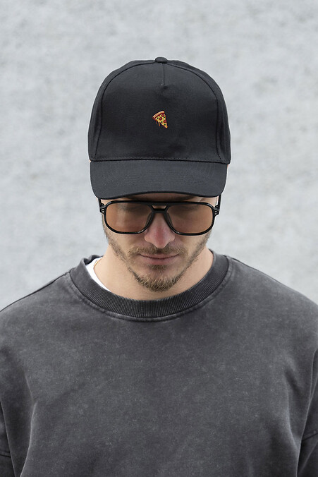 Men's Trucker Baseball Cap With Pizza Print Black - #8049735