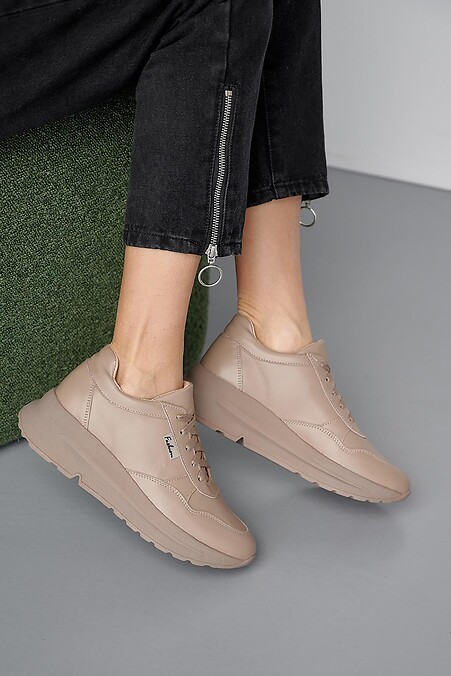 Women's spring-autumn leather sneakers - #8019738