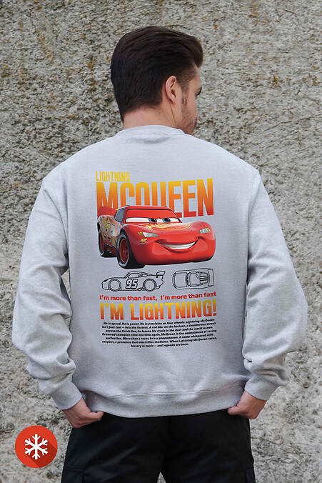 Isoliertes Fleece-Sweatshirt in Übergröße mit Mcqueen-Aufdruck, grau - #8055738