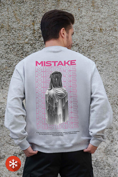 Herren Sweatshirt aus Fleece in Übergröße mit Aufdruck Mistake Gray - #8055740