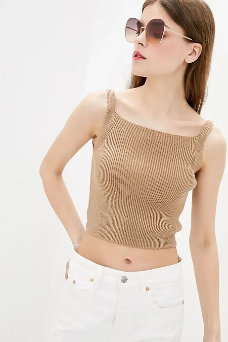 Knitted women's top in camel color - #4038745