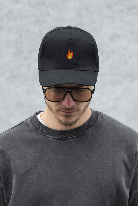 Men's Trucker Baseball Cap With Fire Black Print - #8049747