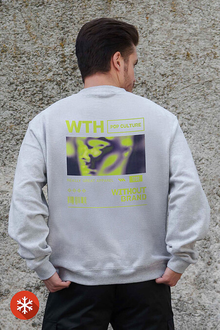 Isoliertes Fleece-Sweatshirt in Übergröße für Männer mit Pop Culture-Aufdruck in Grau - #8055748