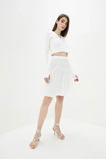 Knitted women's skirt in white - #4038750
