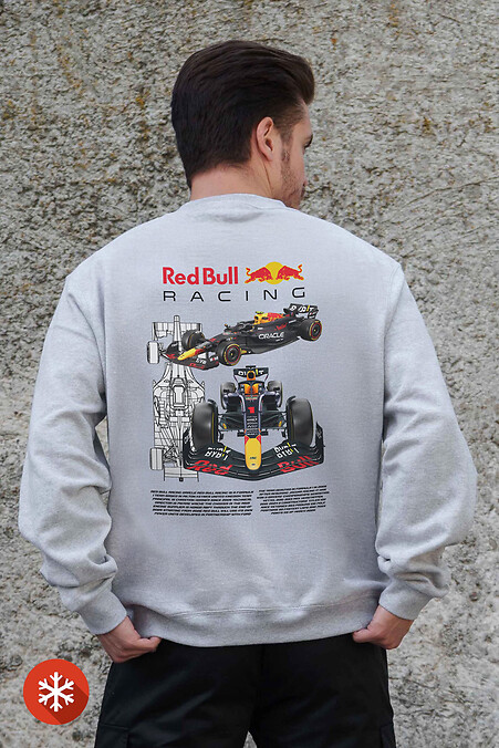 Herren Sweatshirt aus Fleece in Übergröße mit Redbull Aufdruck Grau - #8055750