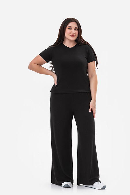 Women's black ribbed suit - #3034754