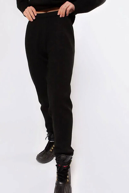 Women's knitted trousers black - #4038758