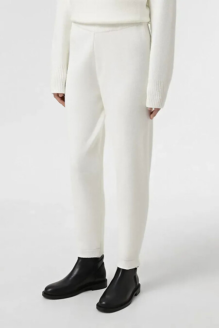 Women's knitted trousers white - #4038759