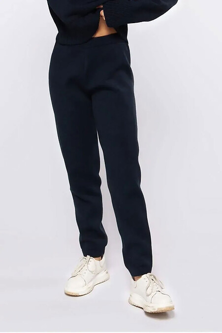 Women's knitted trousers in dark blue - #4038760