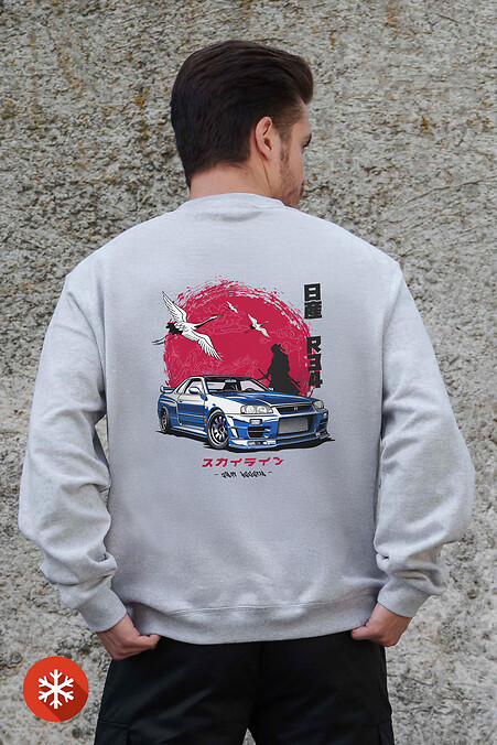 Isoliertes Fleece-Sweatshirt in Übergröße für Herren mit Skyline Gray Aufdruck - #8055760