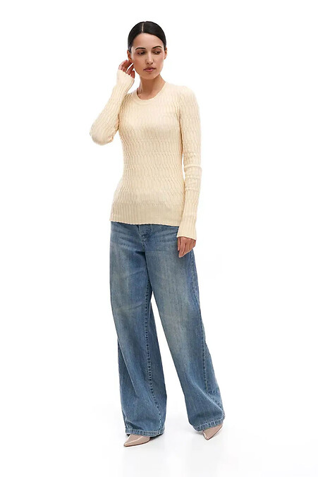 Gestrickter Damenpullover in hellgelber Farbe - #4038761