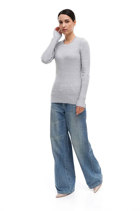 Gestrickter Damenpullover in Grau - #4038762