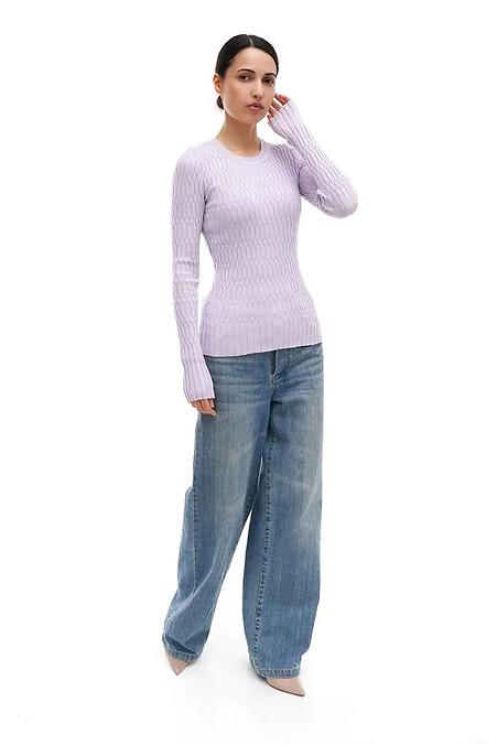 Gestrickter Damenpullover in Fliederfarbe - #4038763