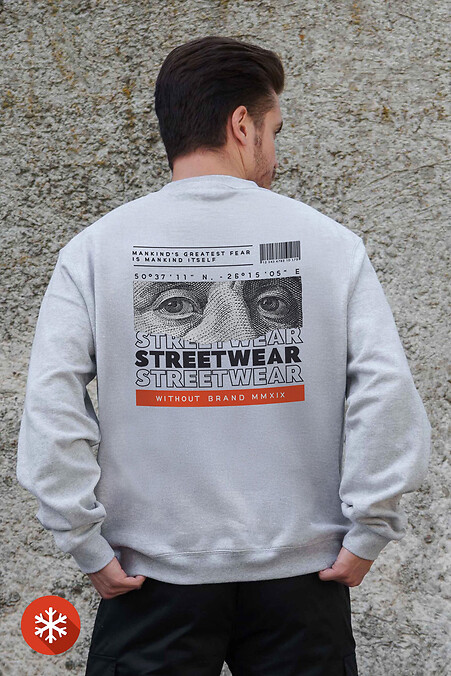 Isoliertes Herren-Sweatshirt aus Fleece in Übergröße mit Streetwear-Aufdruck Grau - #8055764
