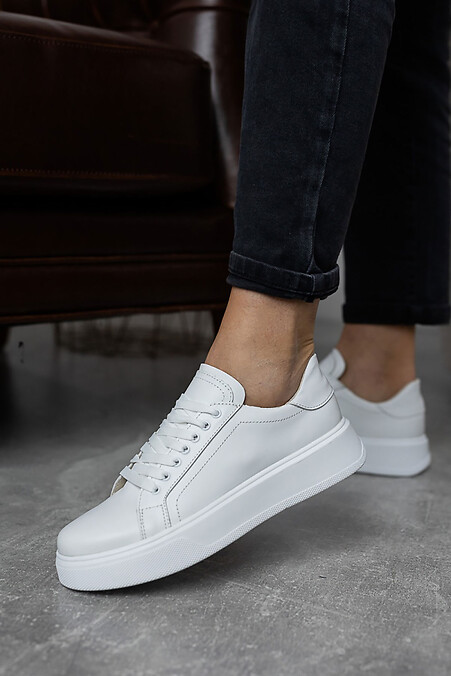 Women's leather sneakers spring/autumn - #8019765